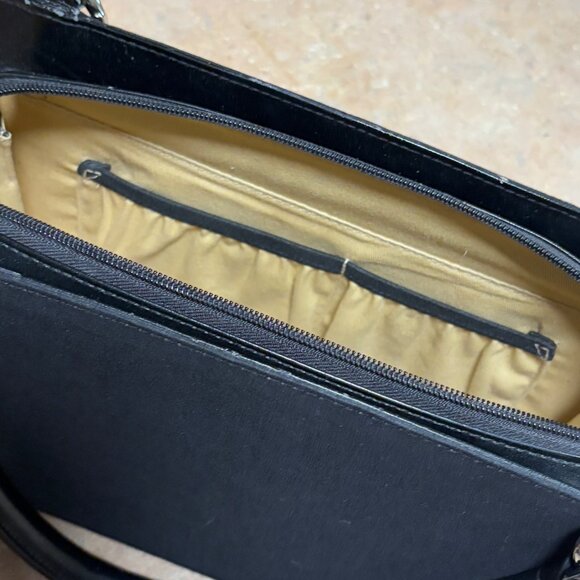 Vintage Miche Classic Base Bag Black Nylon & Leather Dual Handle Purse Zip Close - Picture 9 of 16